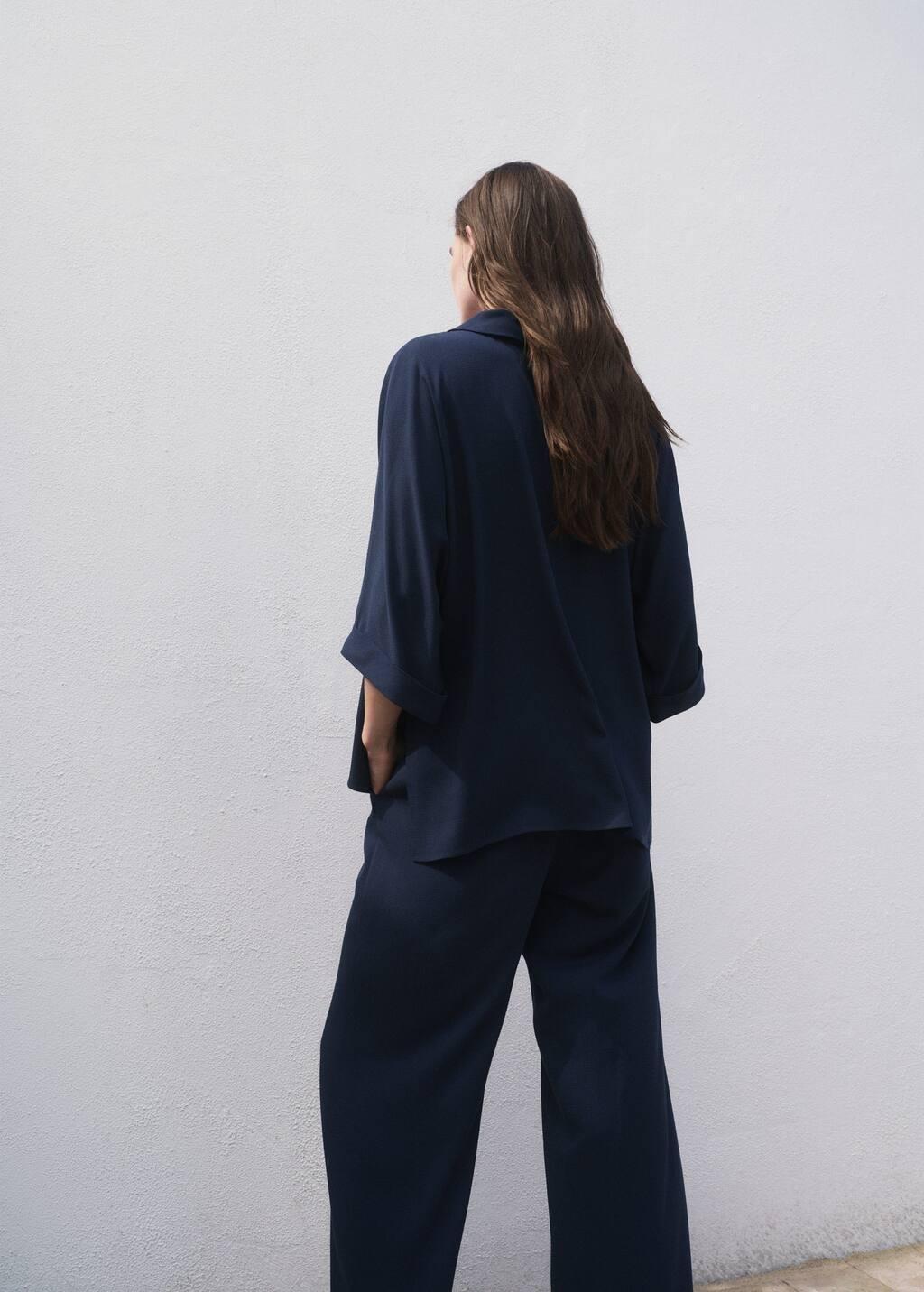 Navy Oversized Flowing Blouse, Navy, large image number 5