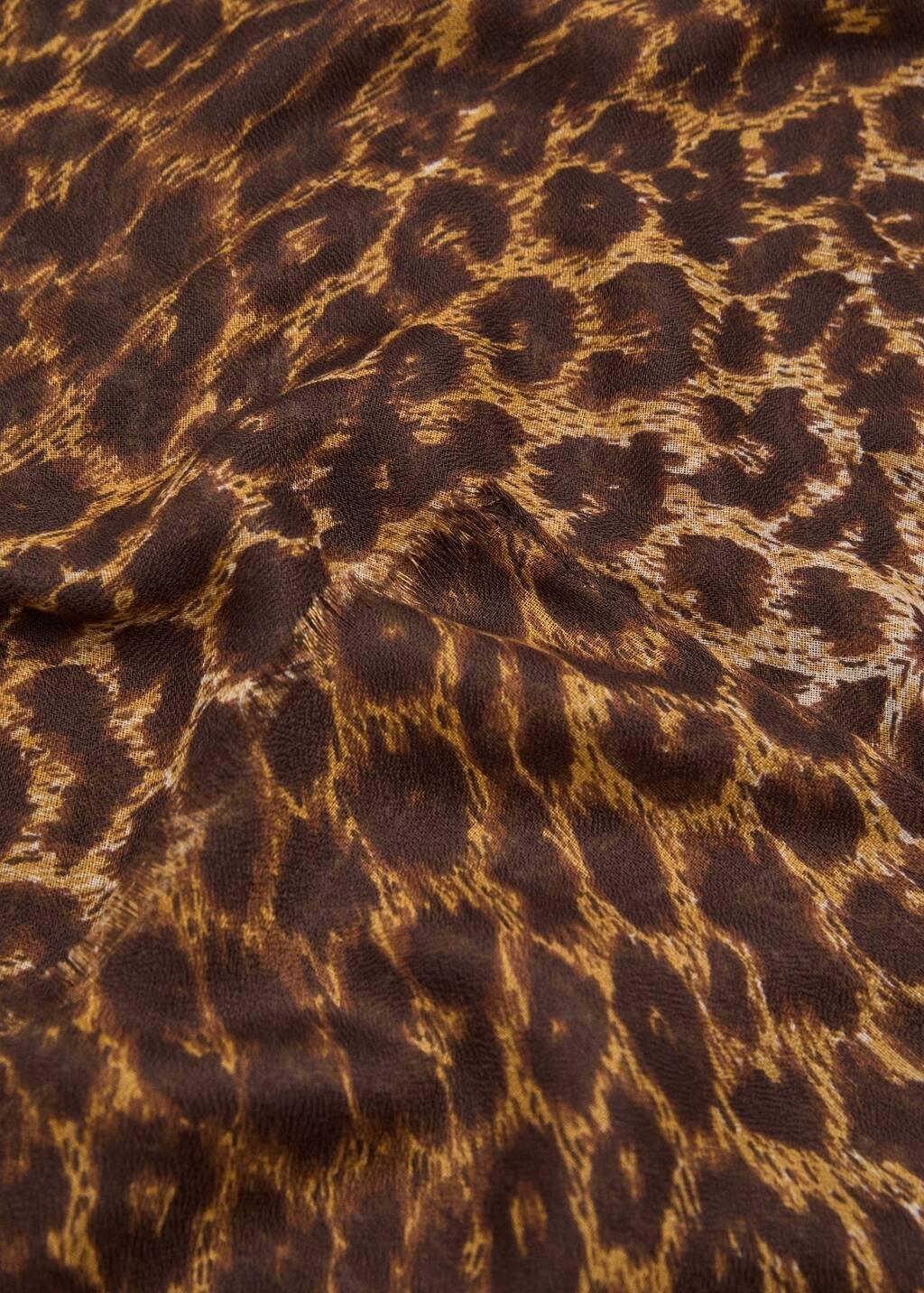 Brown Animal Print Scarf, Brown, large image number 1