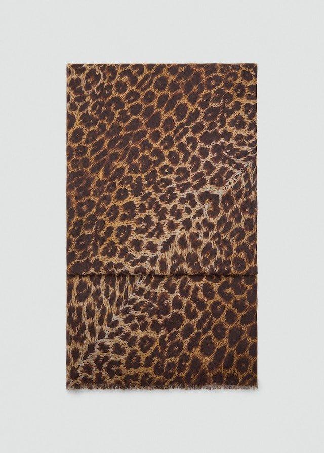 Brown Animal Print Scarf, Brown, large image number 2