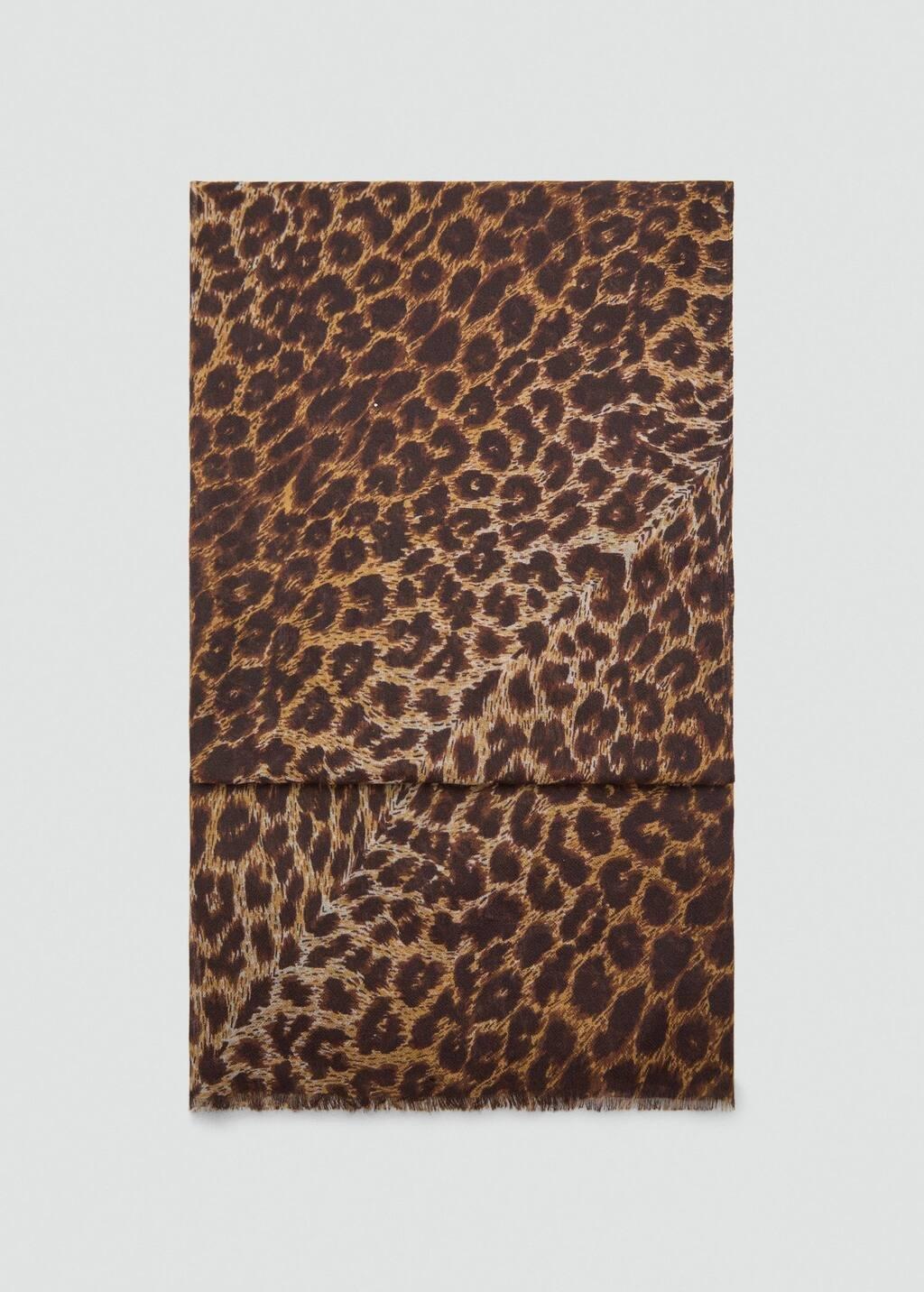 Brown Animal Print Scarf, Brown, large image number 4