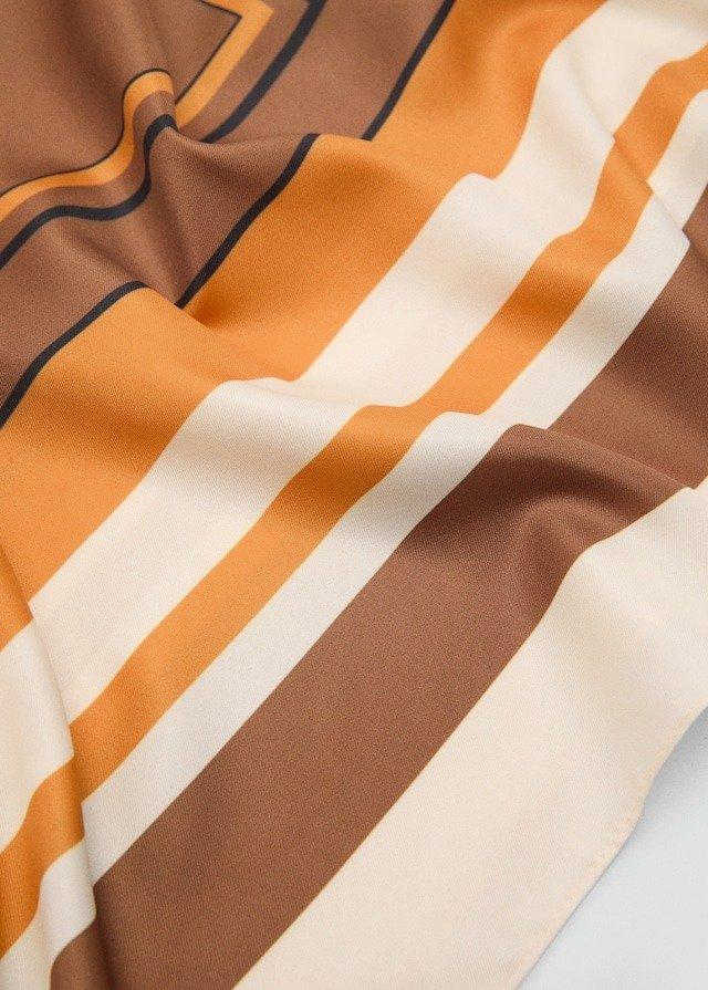 Beige Striped Satin Scarf, 0201_05, large image number 1