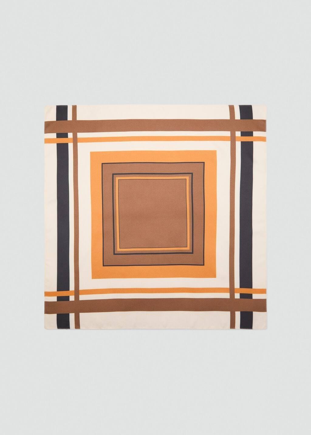 Beige Striped Satin Scarf, Light Beige, large image number 6