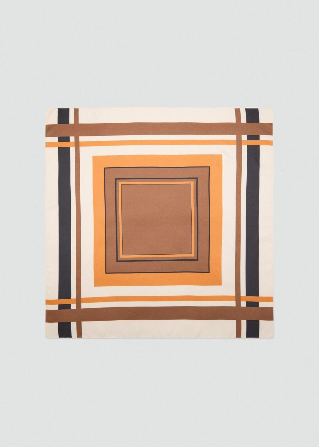 Beige Striped Satin Scarf, Light Beige, large image number 7