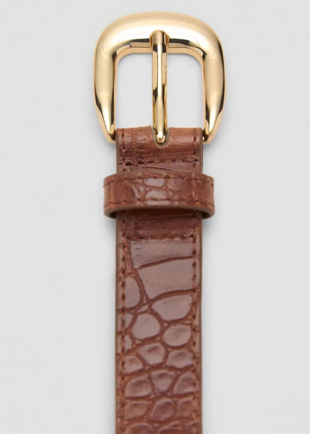 Brown Croco Leather-Effect Belt, , large image number 0