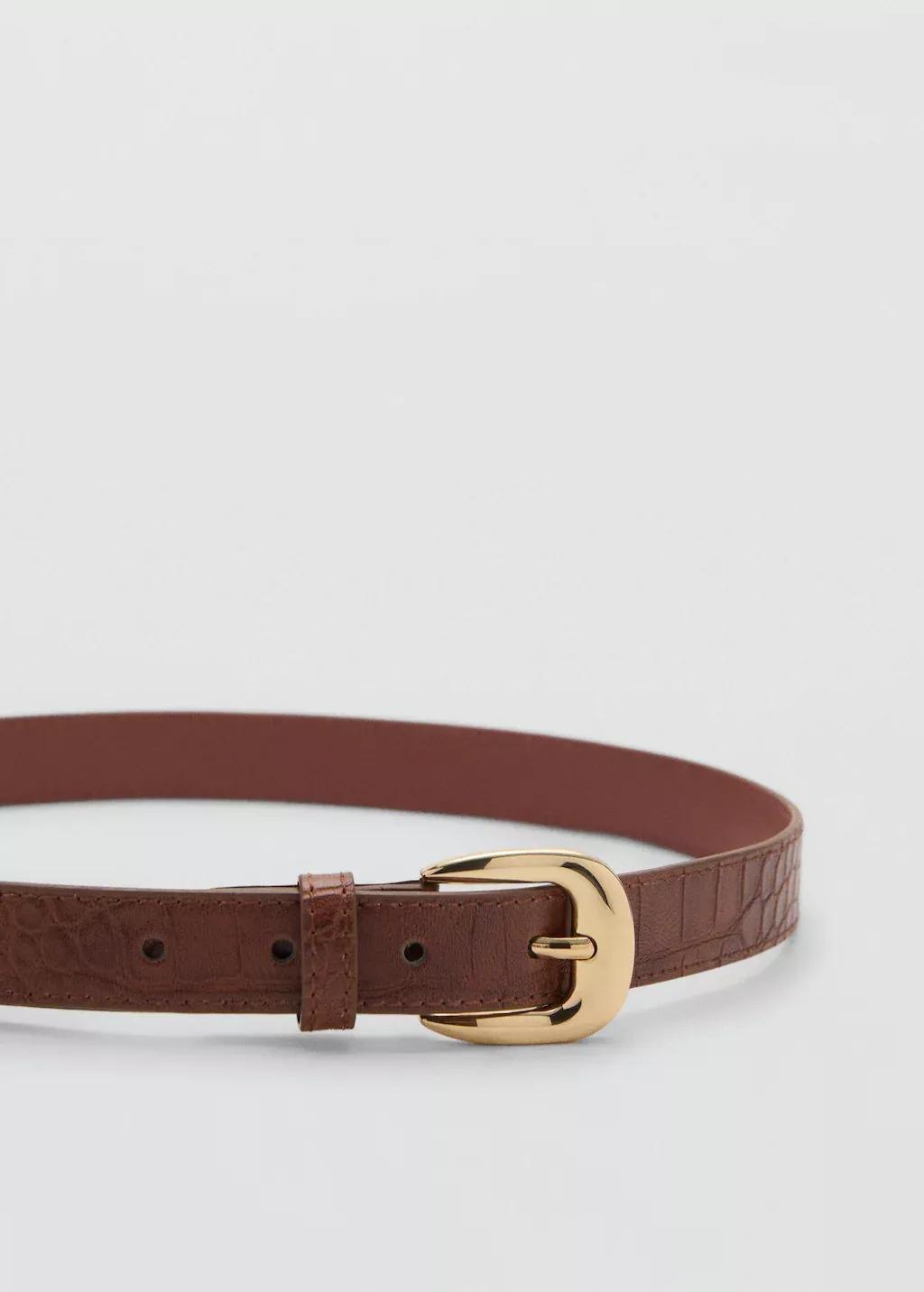 Brown Croco Leather-Effect Belt, , large image number 1