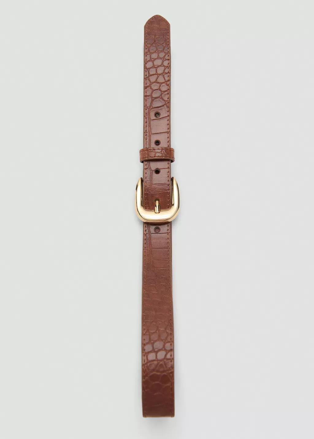 Brown Croco Leather-Effect Belt, , large image number 2