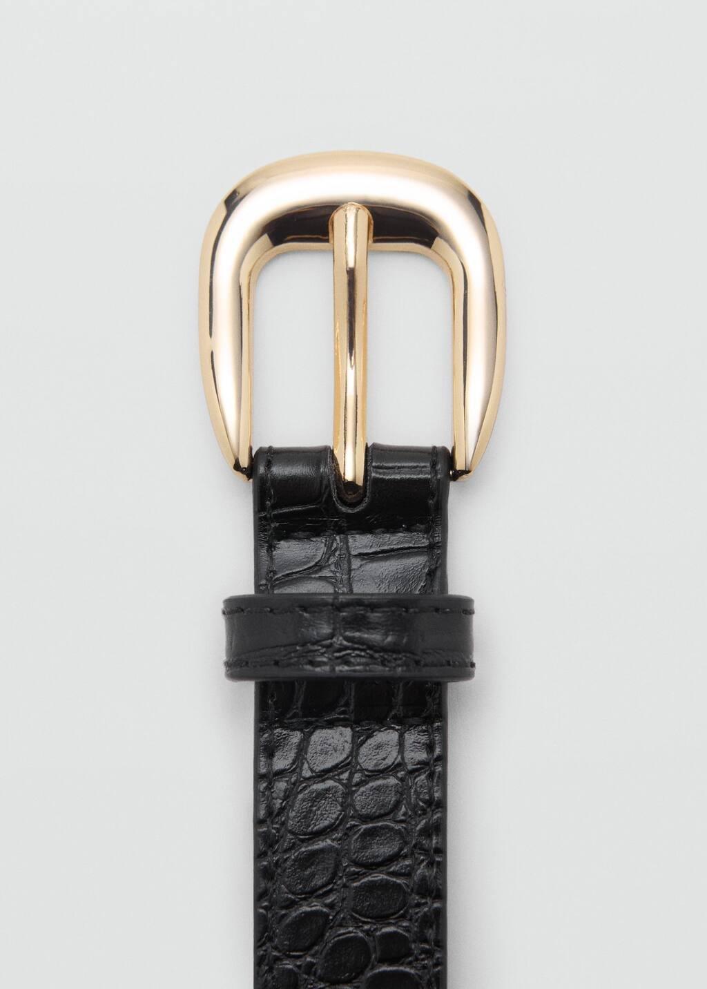 Black Croco Leather-Effect Belt, , large image number 1