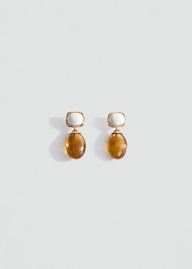Gold Resin Pendant Earrings, 0201_OR, large image number 0
