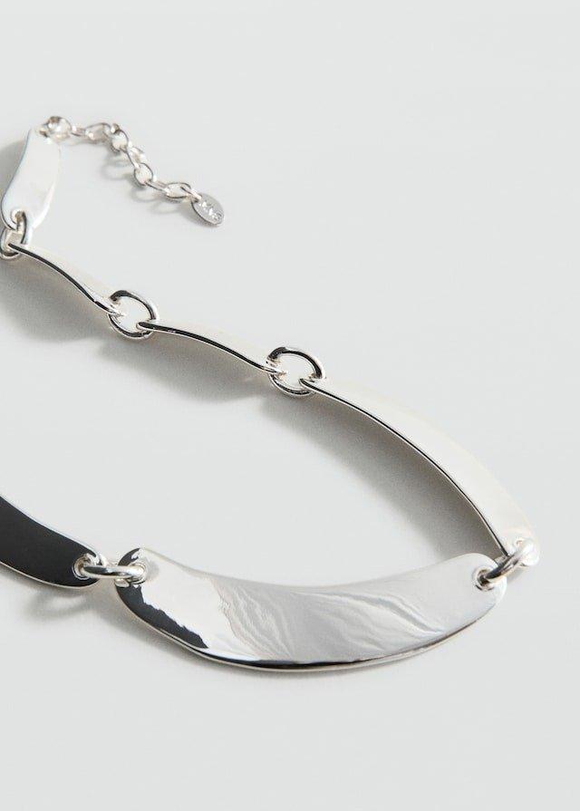 Silver Metal Plate Necklace, 0201_PL, large image number 1