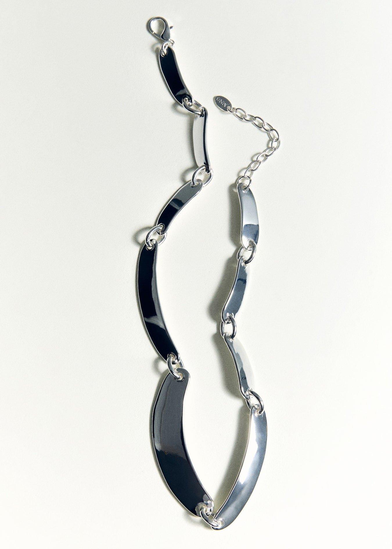 Silver Metal Plate Necklace, 0201_PL, large image number 2