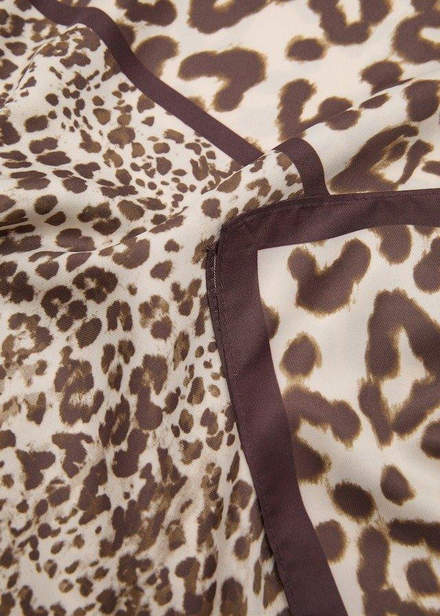 Beige Animal-Print Satin Scarf, 0201_05, large image number 1
