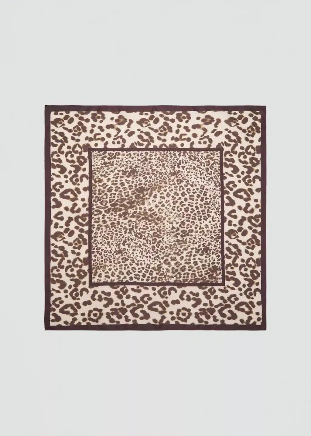 Beige Animal-Print Satin Scarf, 0201_05, large image number 4