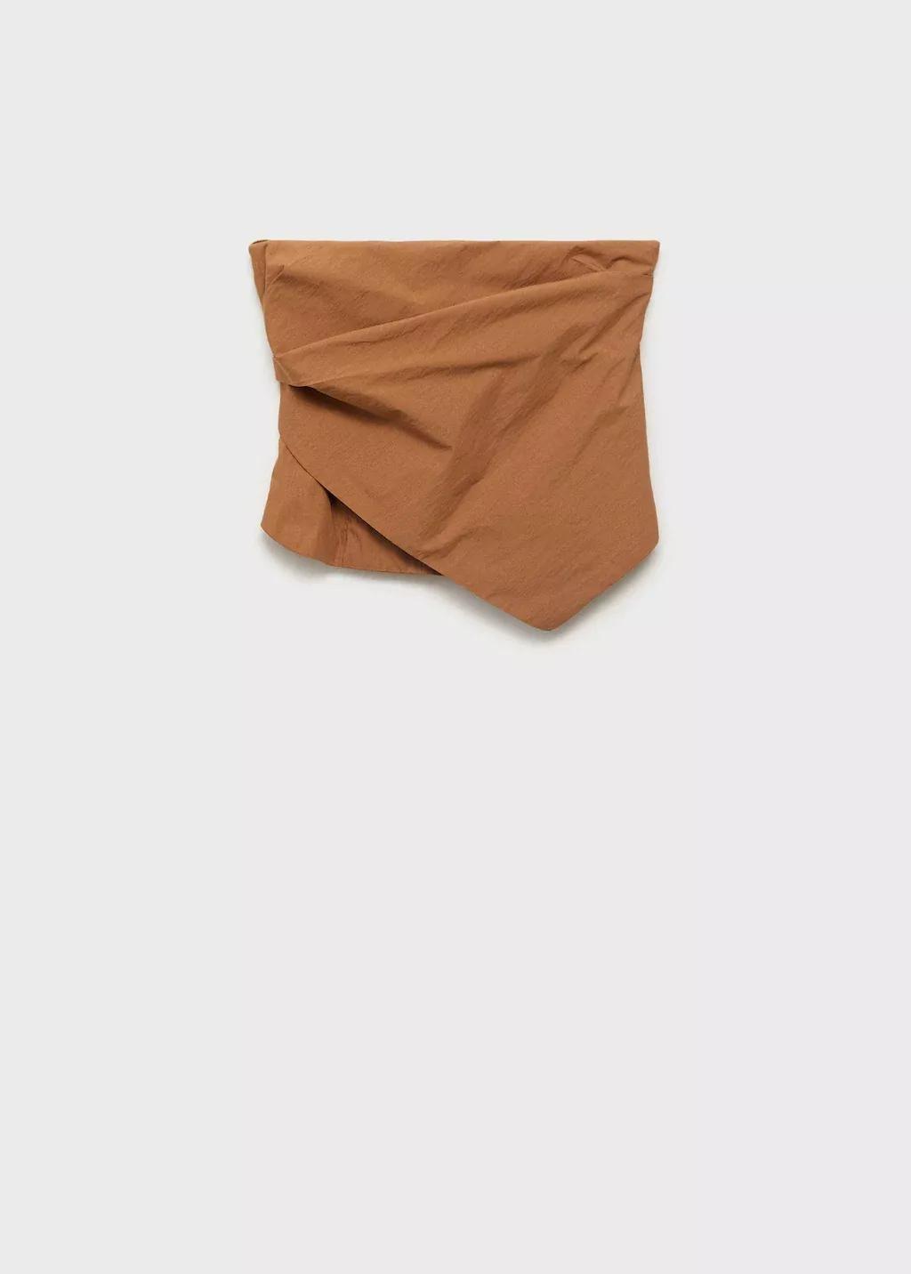 Brown Asymmetrical Strapless Top, , large image number 0