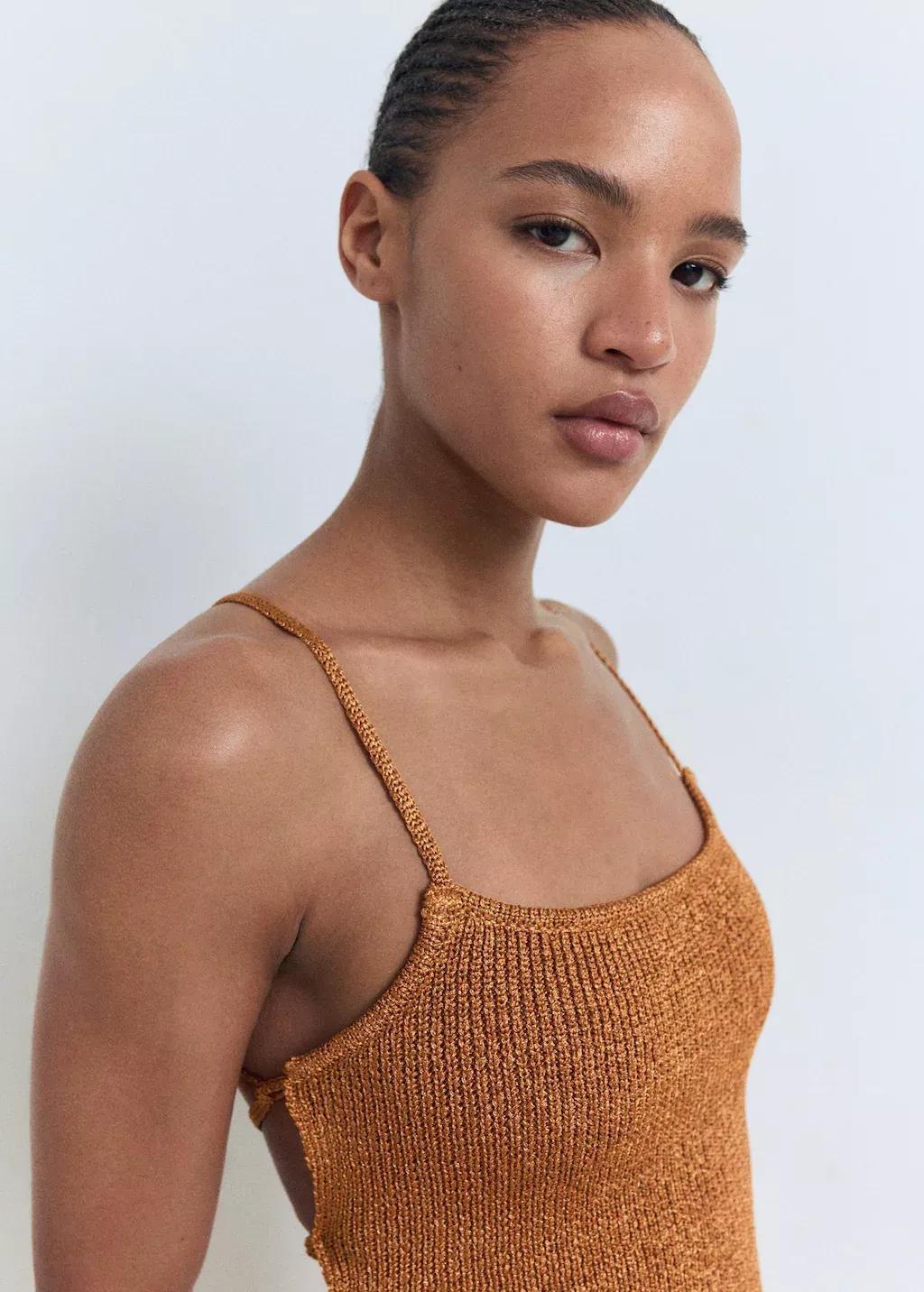 Copper Lurex Dress With Crossed Back, Rust - Copper, large image number 3