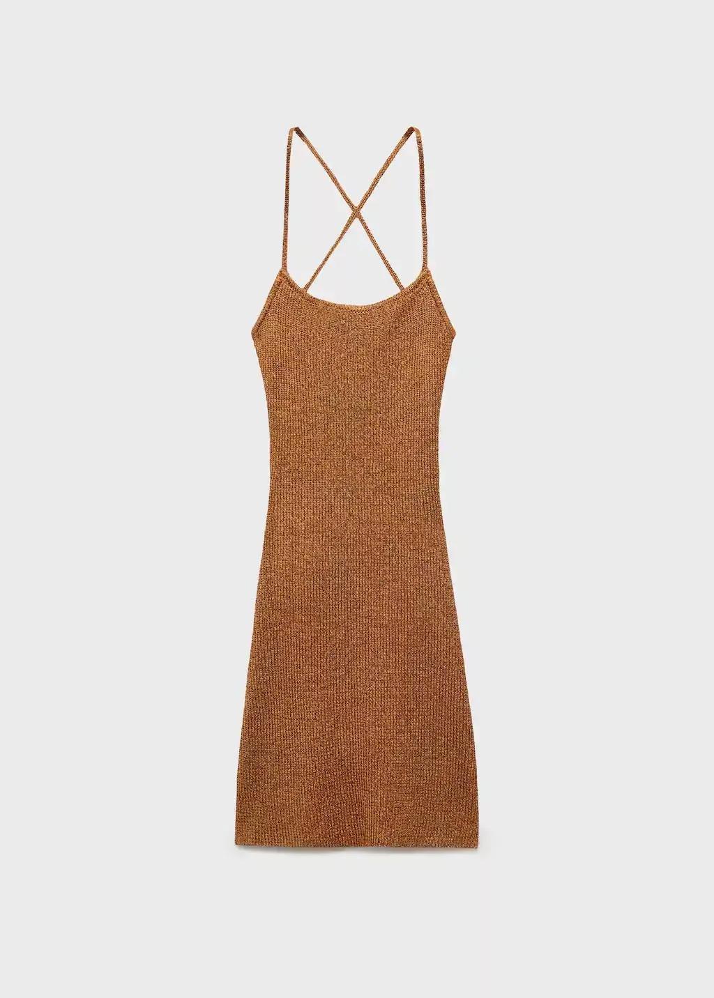 Copper Lurex Dress With Crossed Back, Rust - Copper, large image number 4