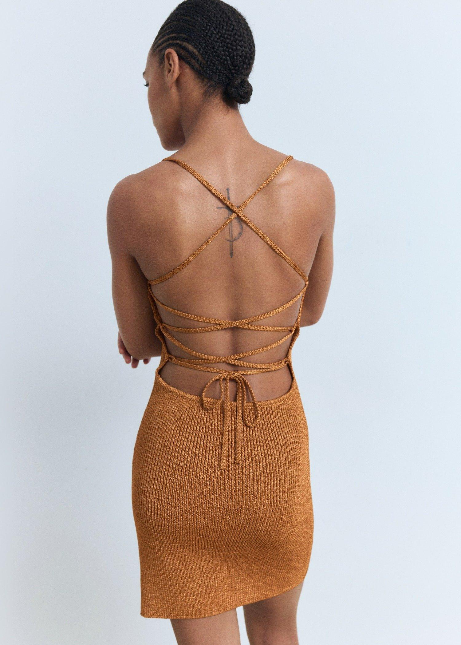 Copper Lurex Dress With Crossed Back, Rust - Copper, large image number 7
