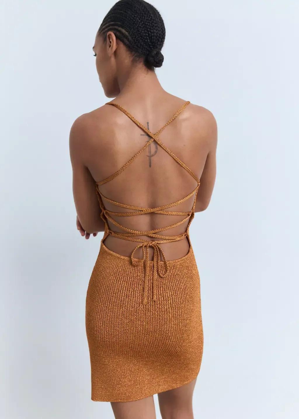 Copper Lurex Dress With Crossed Back, Rust - Copper, large image number 9