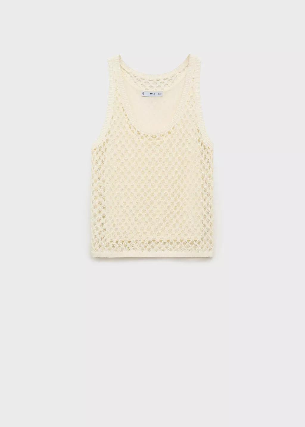 Beige Crochet Top With Straps, , large image number 1