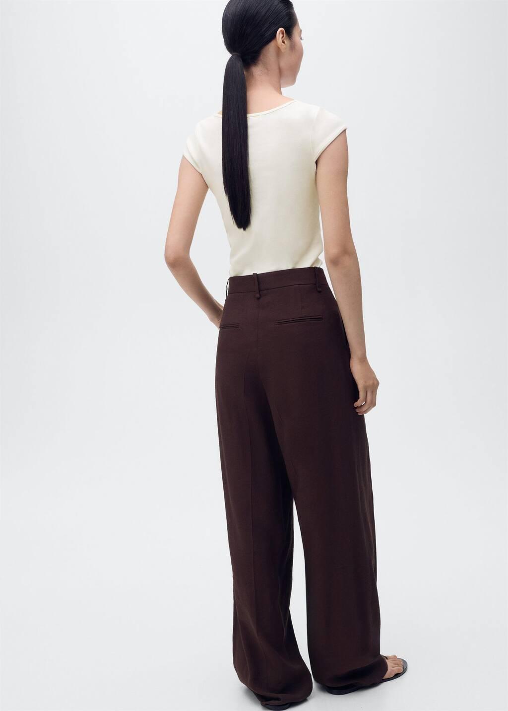 White Cotton T-Shirt With Low Neckline, Natural White, large image number 4