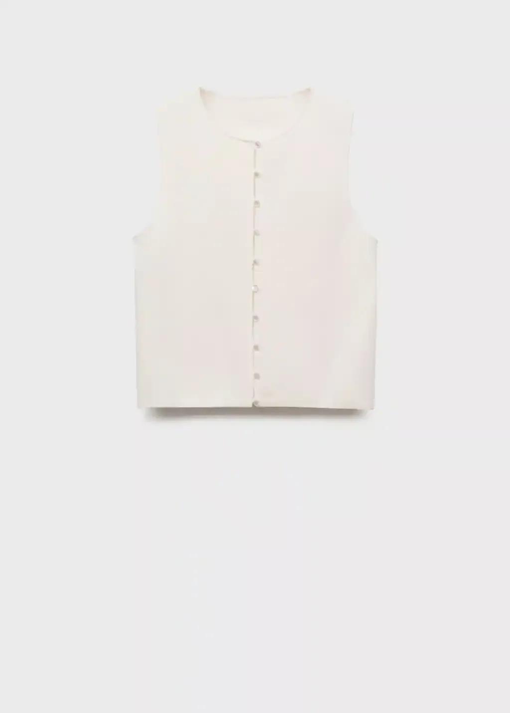 WHITE Fine-knit waistcoat with buttons, , large image number 0
