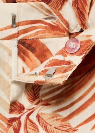 White Flowing Palm-Tree Print Trousers, Natural White, large image number 12