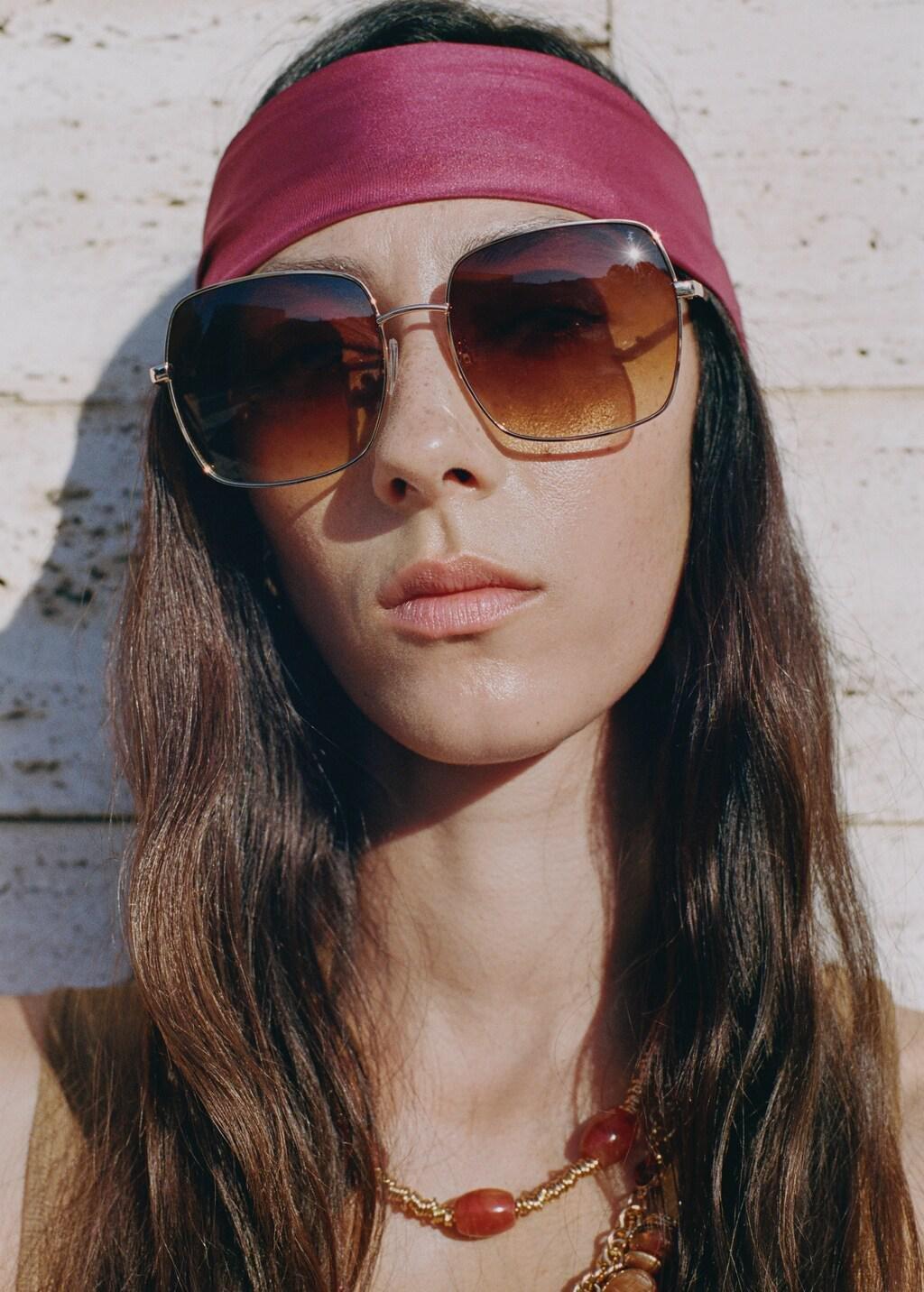 Gold Square Metallic Frame Sunglasses, 0201_OR, large image number 1