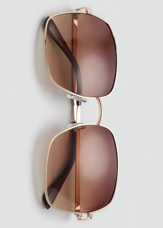 Gold Square Metallic Frame Sunglasses, 0201_OR, large image number 3