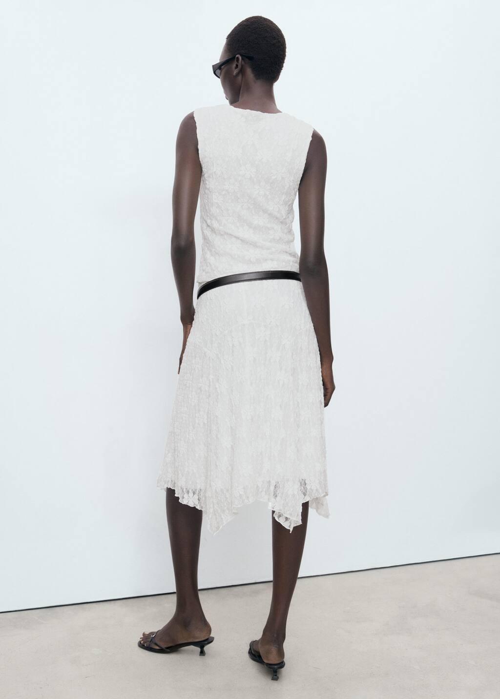 White Lace Midi Skirt, White, large image number 7