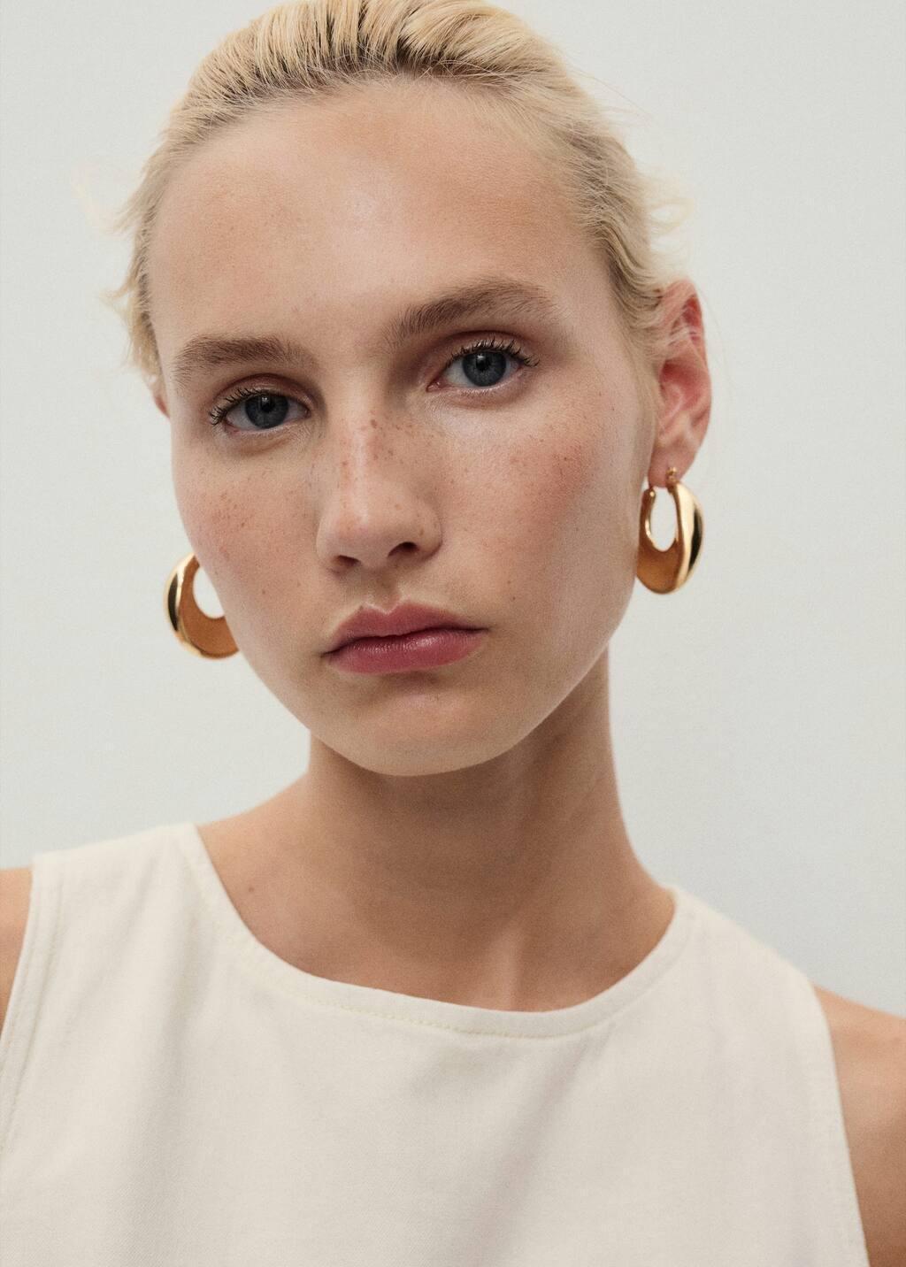 White Flared Denim Top, Natural White, medium