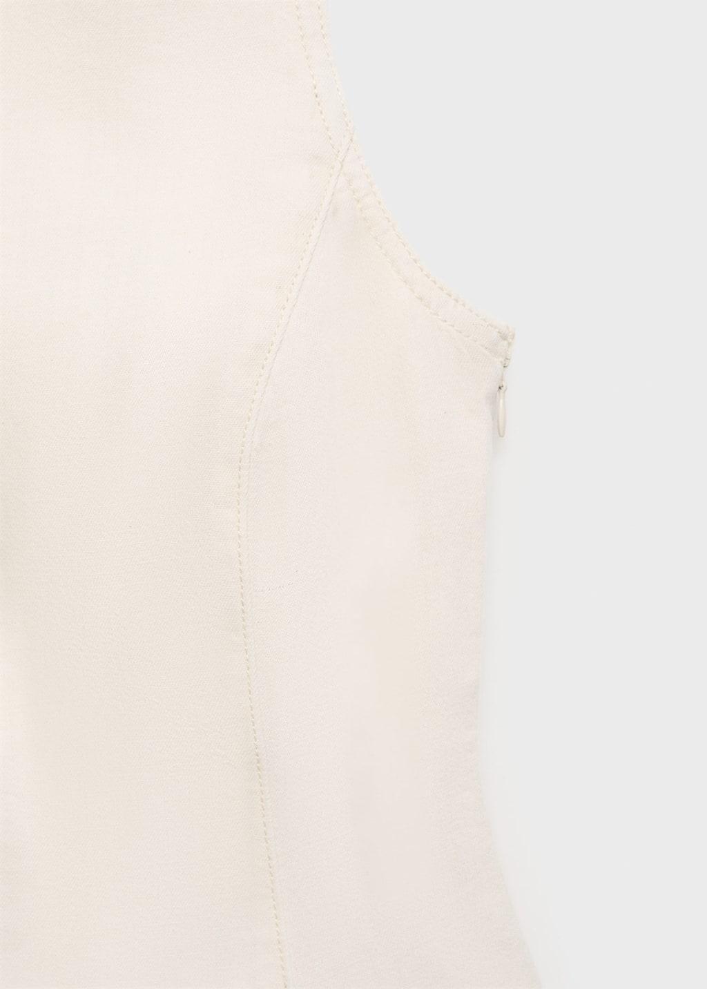White Flared Denim Top, Natural White, large image number 4