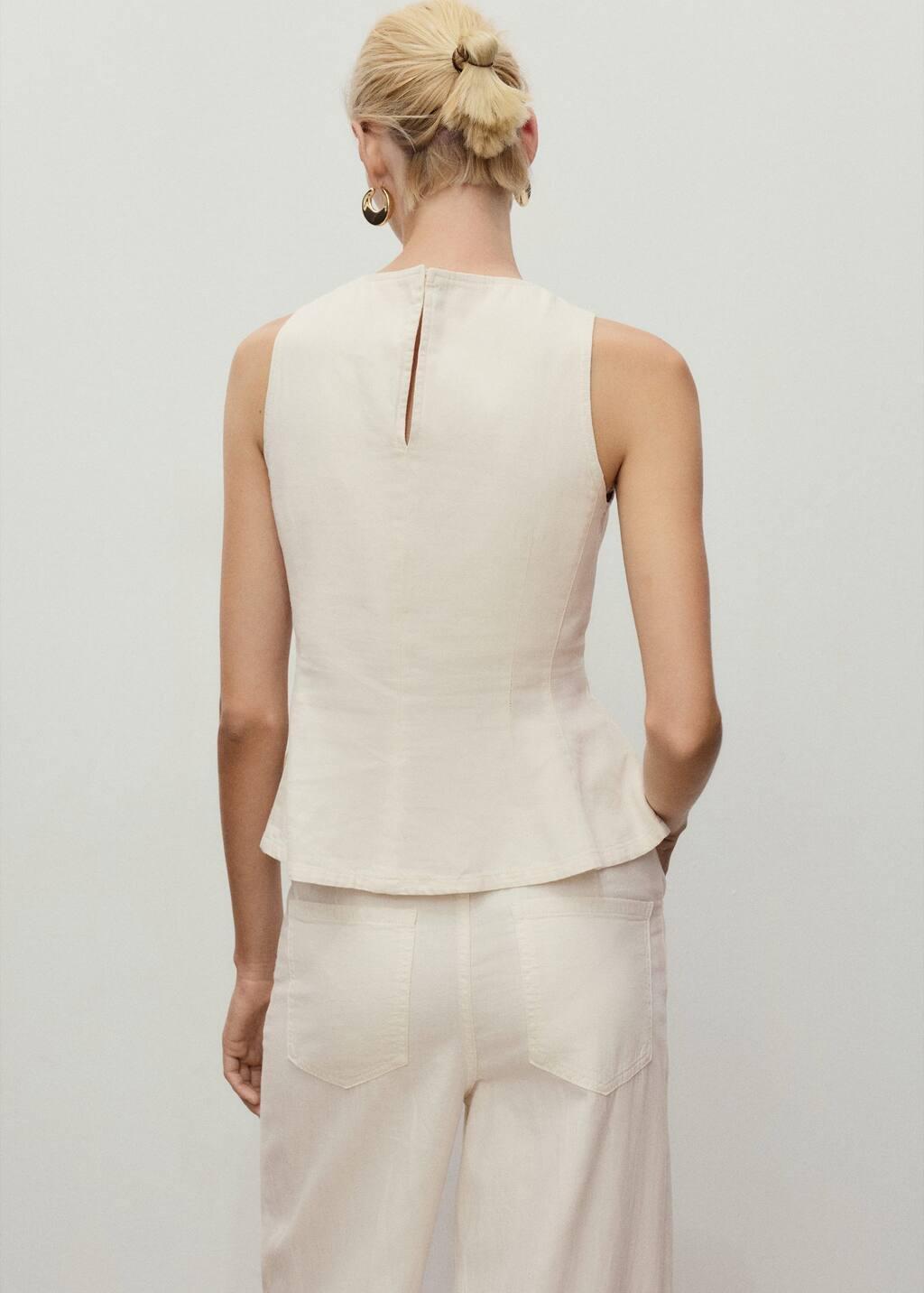 White Flared Denim Top, Natural White, large image number 5