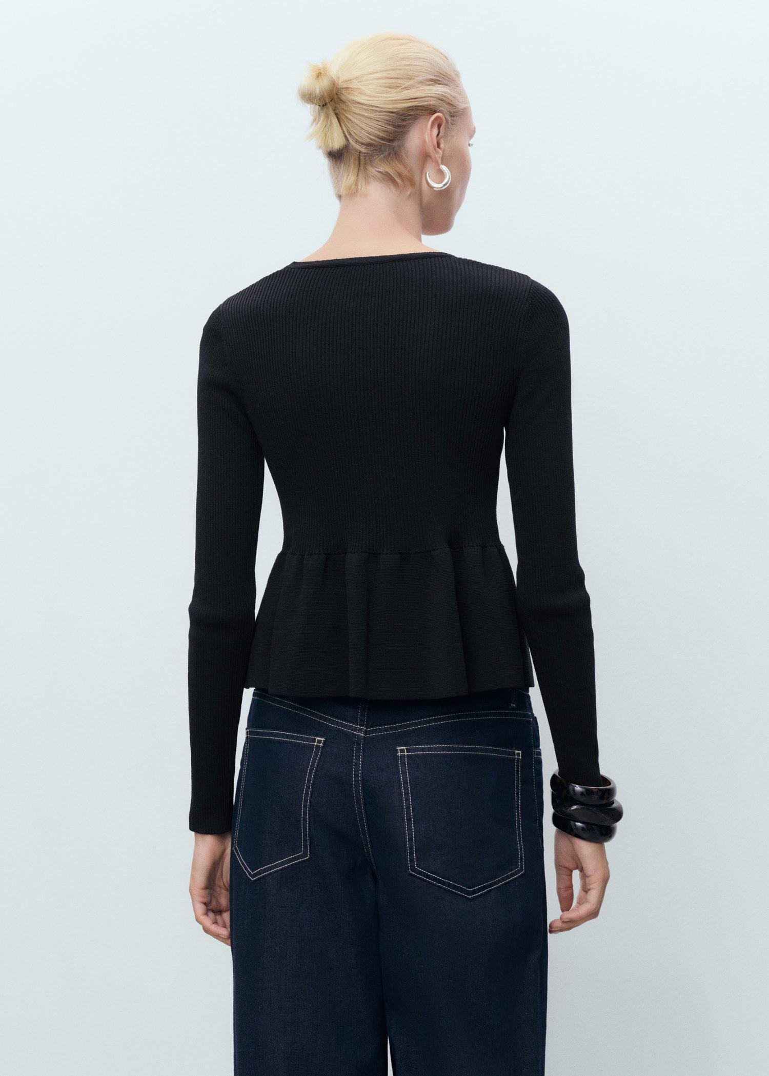 Black Knitted Cardigan With Ties, , large image number 2