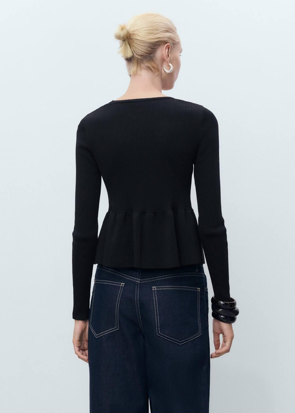 Black Knitted Cardigan With Ties, Black, large image number 9