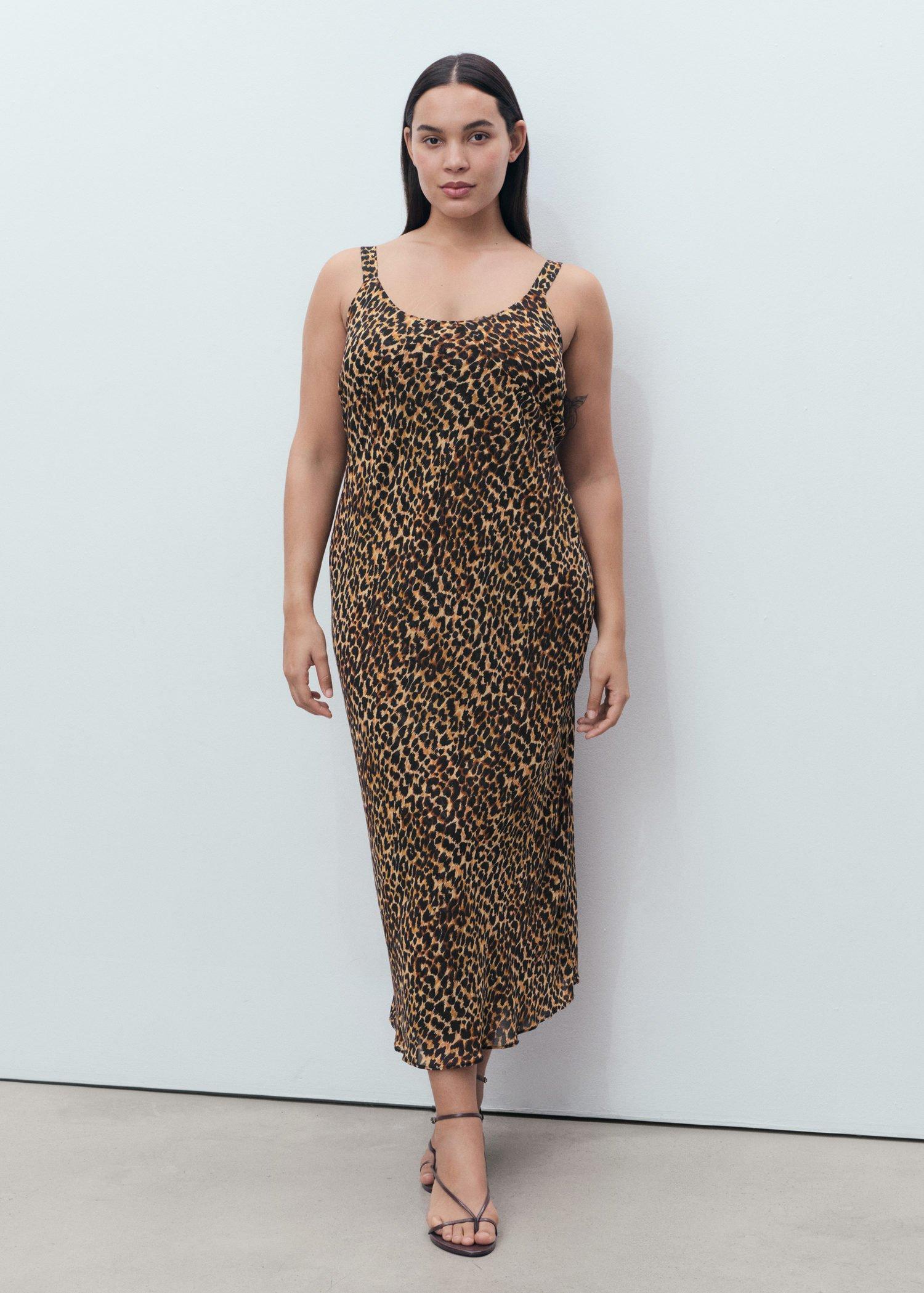 Black Animal-Print Midi-Dress, , large image number 0