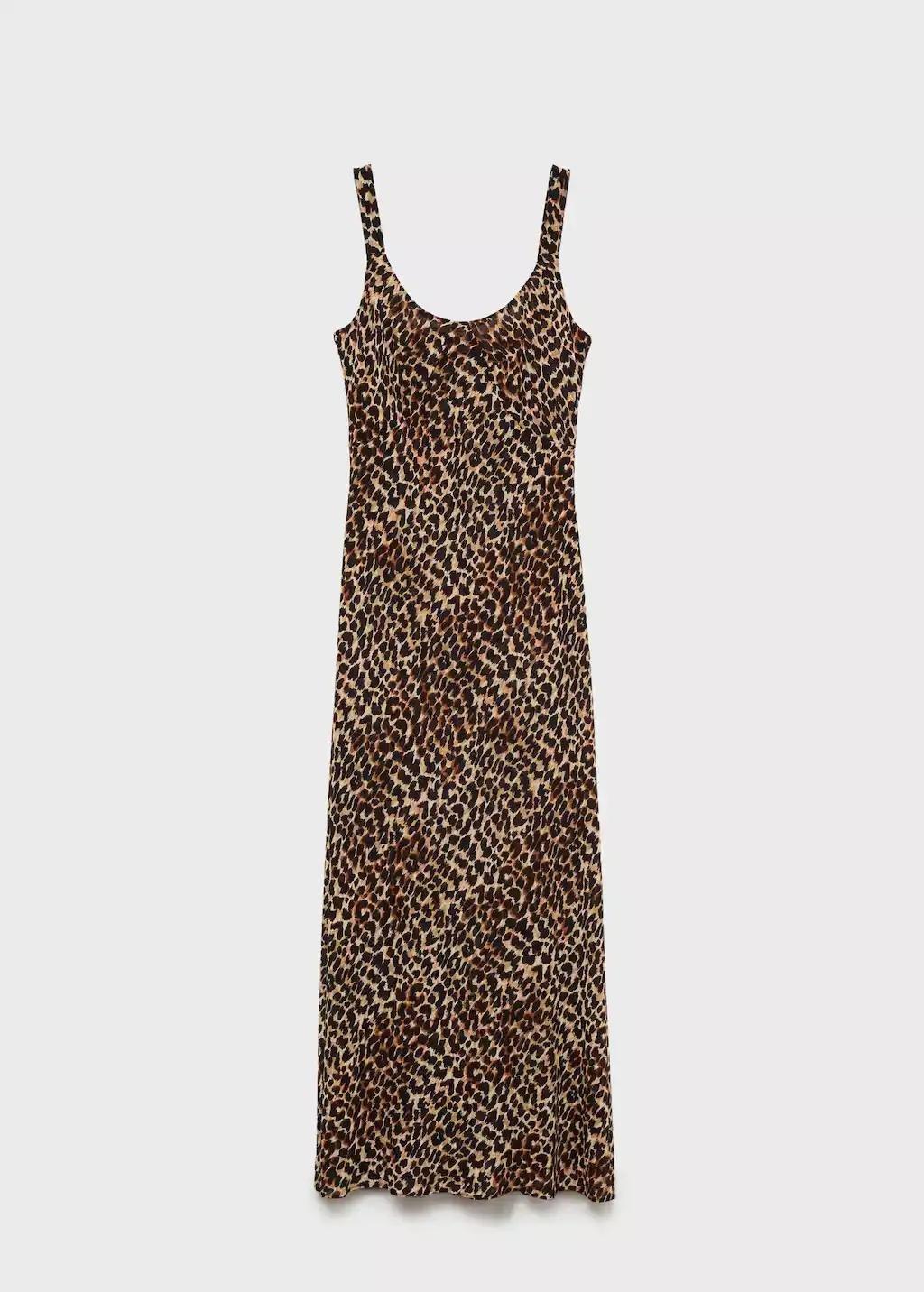Black Animal-Print Midi-Dress, Black, large image number 7