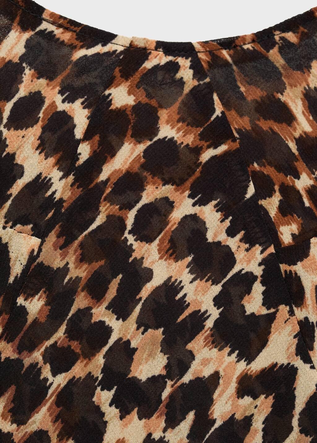 Black Animal-Print Midi-Dress, Black, large image number 9