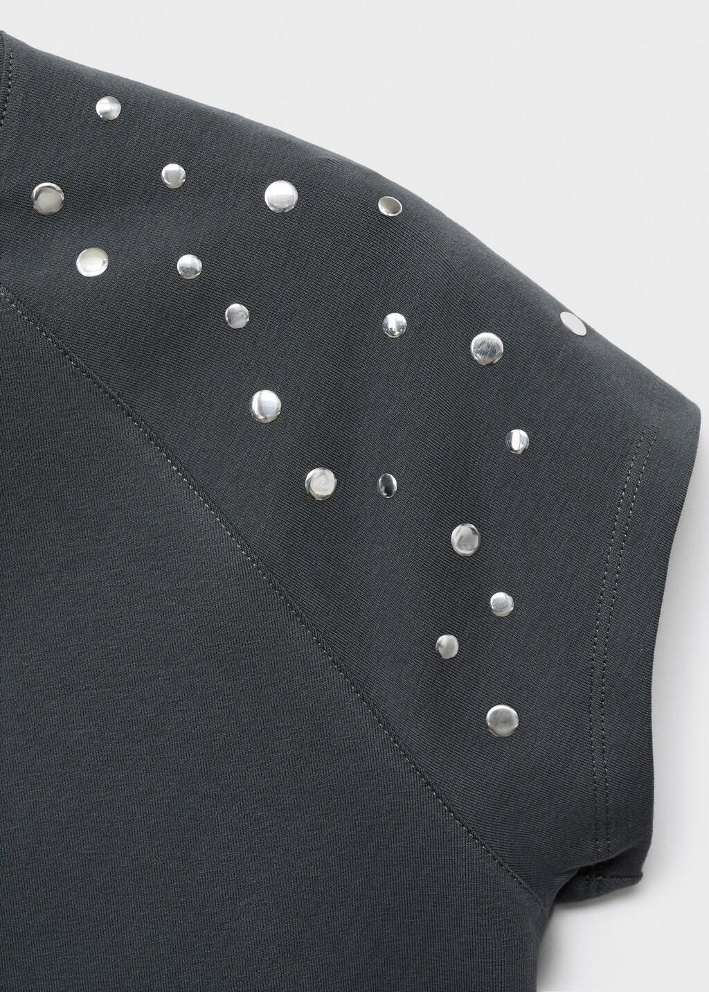 Grey Cotton T-Shirt With Studs, , large image number 10