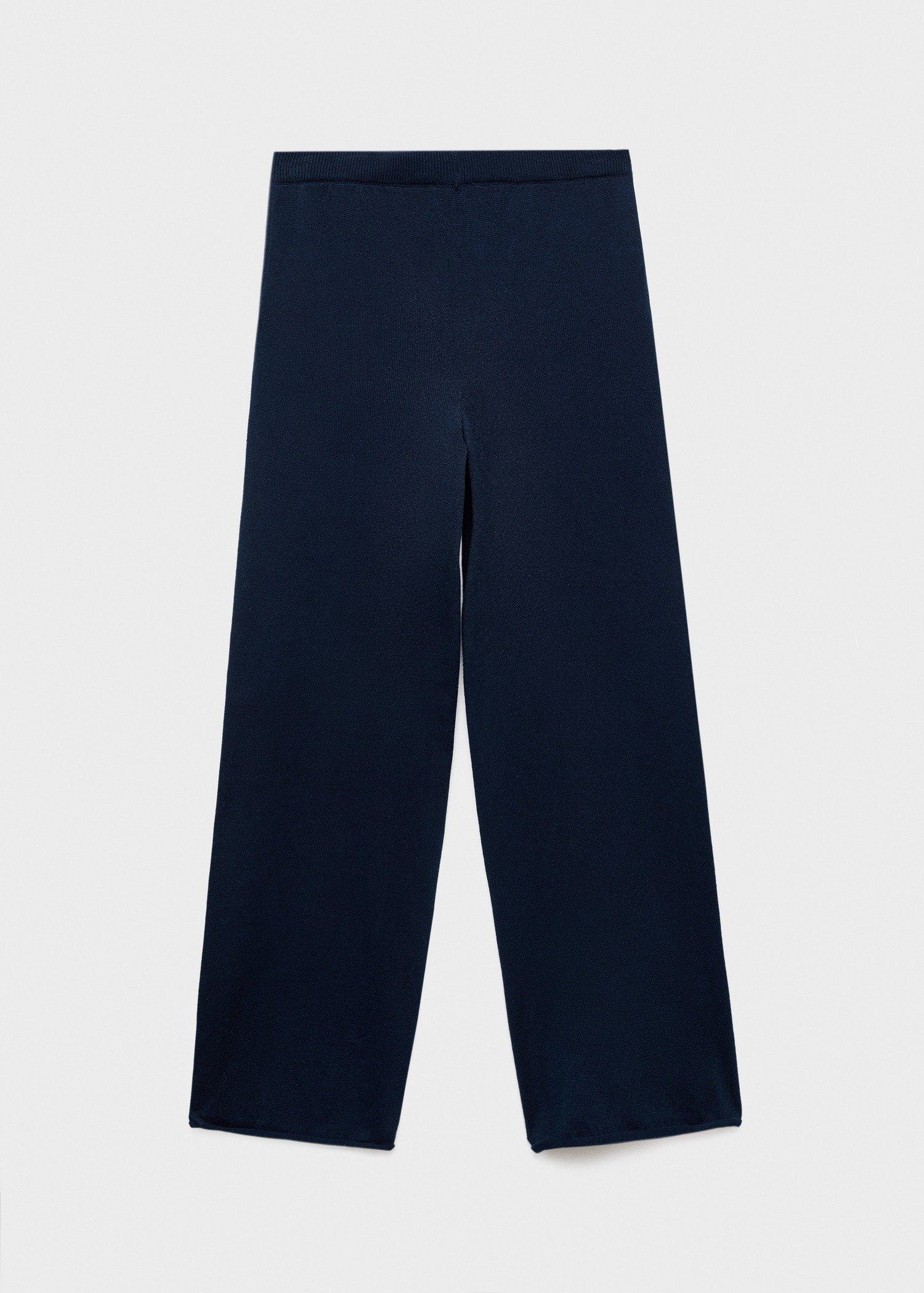 Navy Cotton-Knit Trousers, Kids Girls, , large image number 1