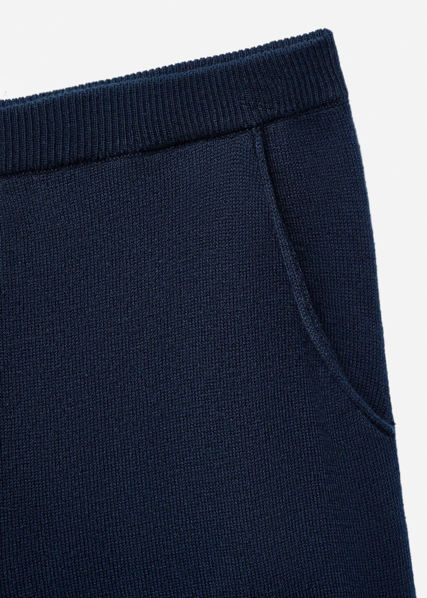 Navy Cotton-Knit Trousers, Kids Girls, , large image number 4