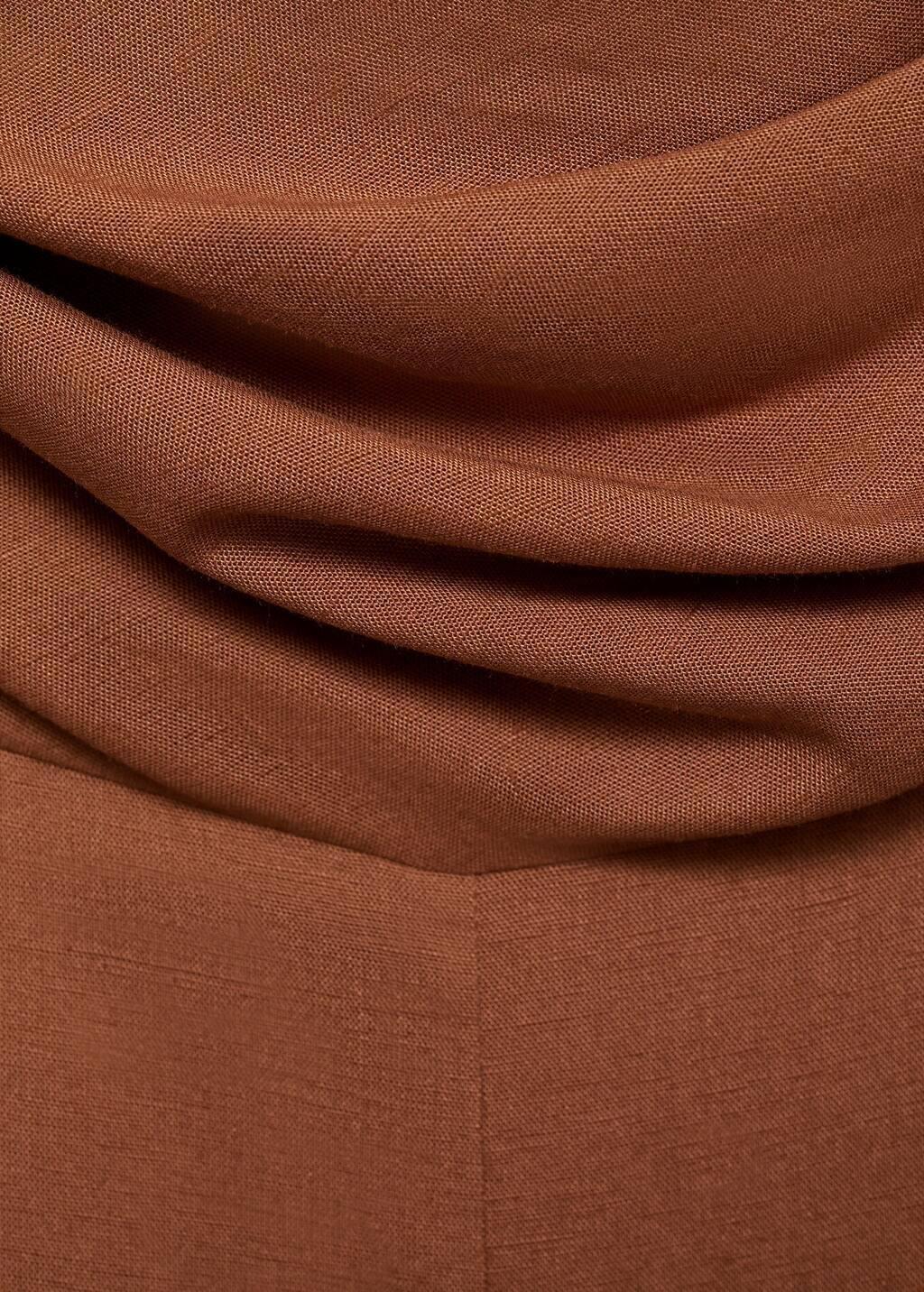 Brown Long Jumpsuit With Draped Neckline, , large image number 1