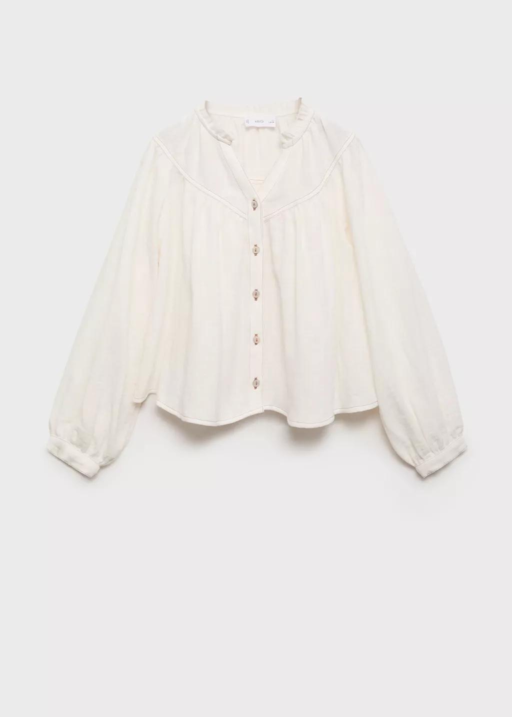 Beige Puff Sleeve Shirt, Kids Girls, , large image number 5
