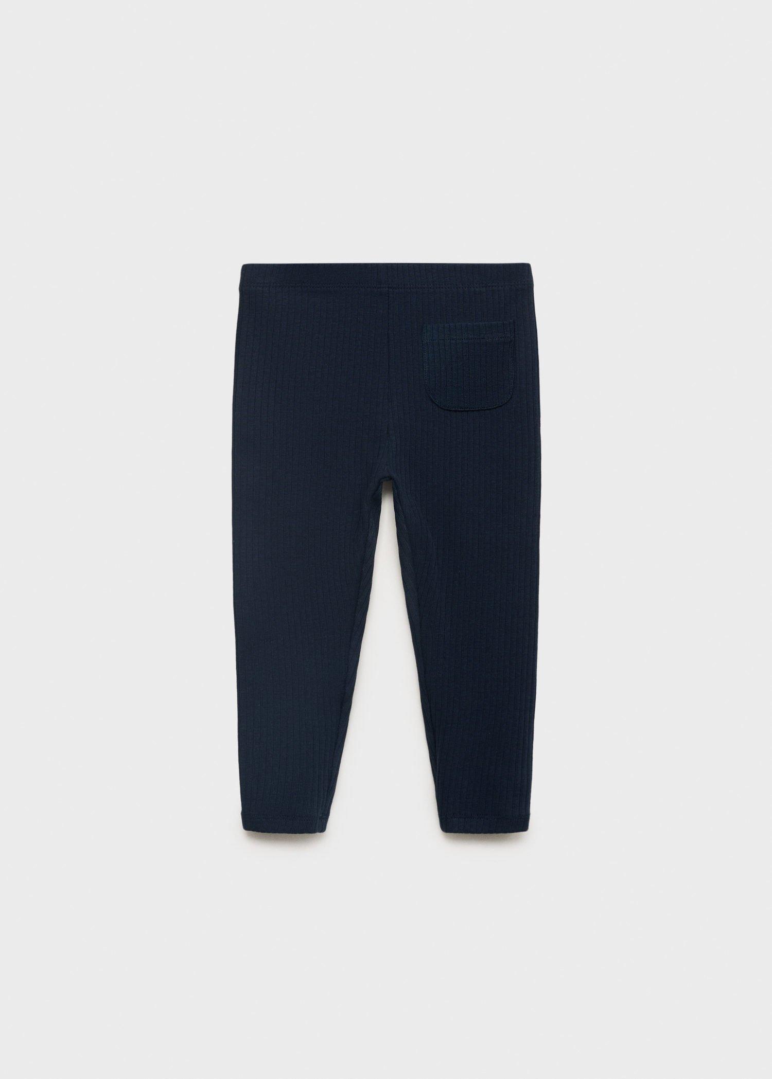 Navy Cotton Ribbed Leggings, , large image number 0