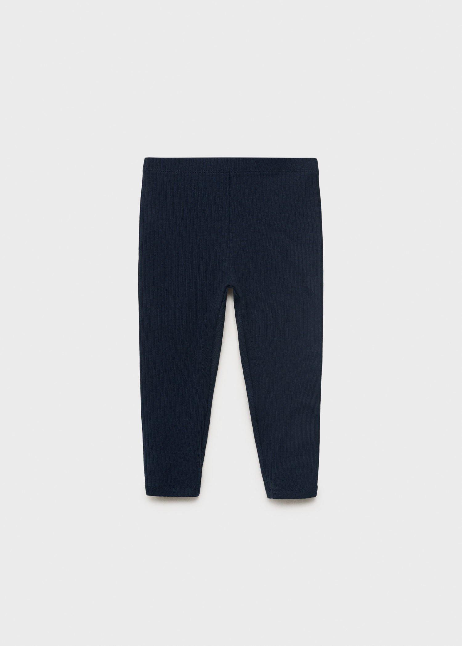 Navy Cotton Ribbed Leggings, , large image number 1