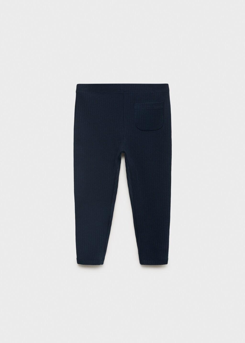 Navy Cotton Ribbed Leggings, Navy, large image number 2