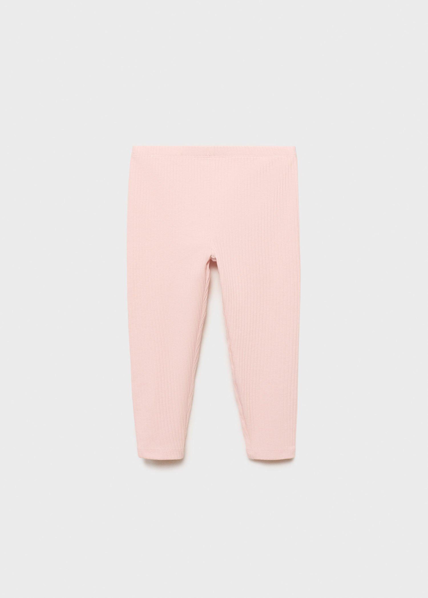 Pink Cotton Ribbed Leggings, , large image number 0