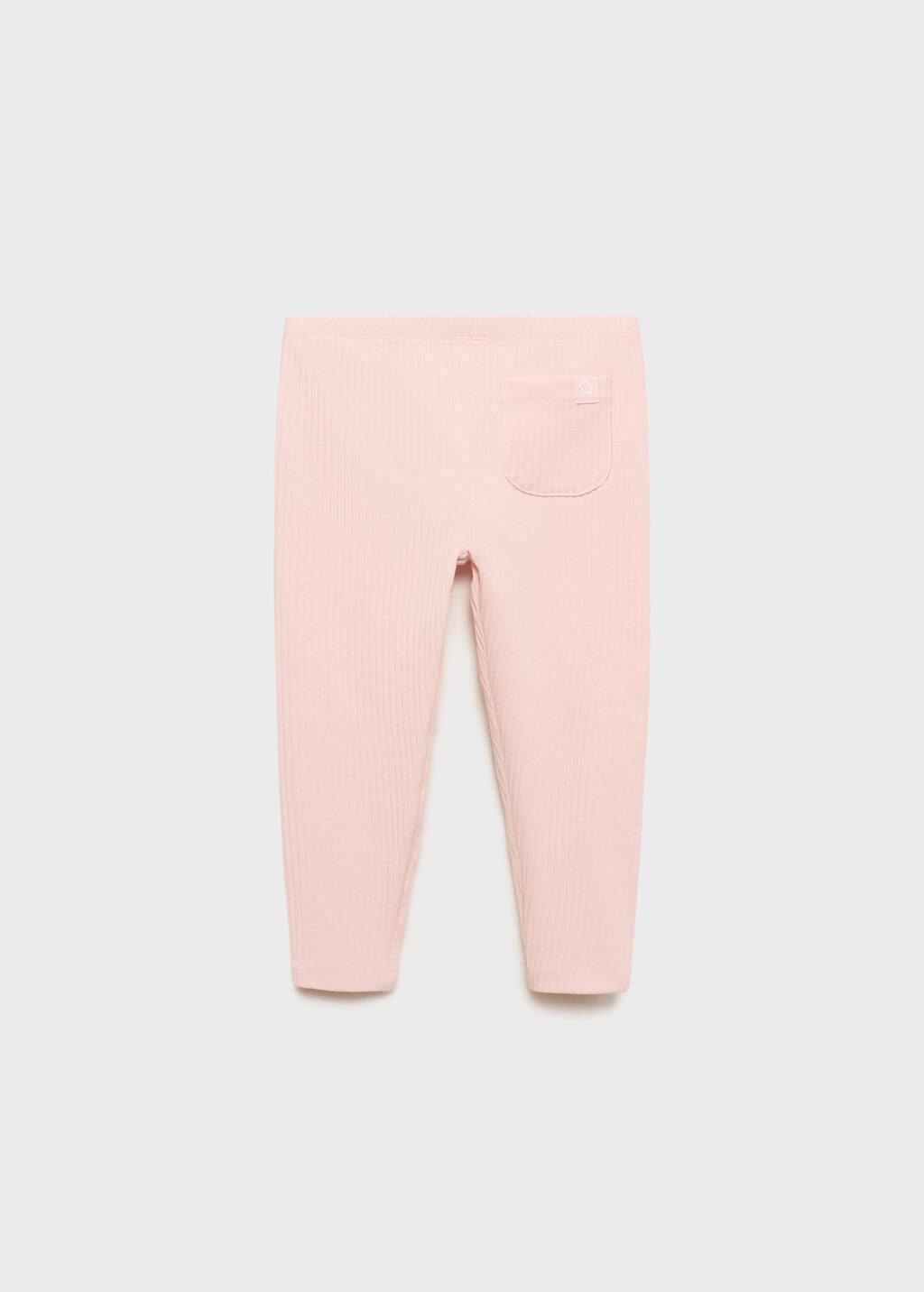 Pink Cotton Ribbed Leggings, Pink, large image number 3