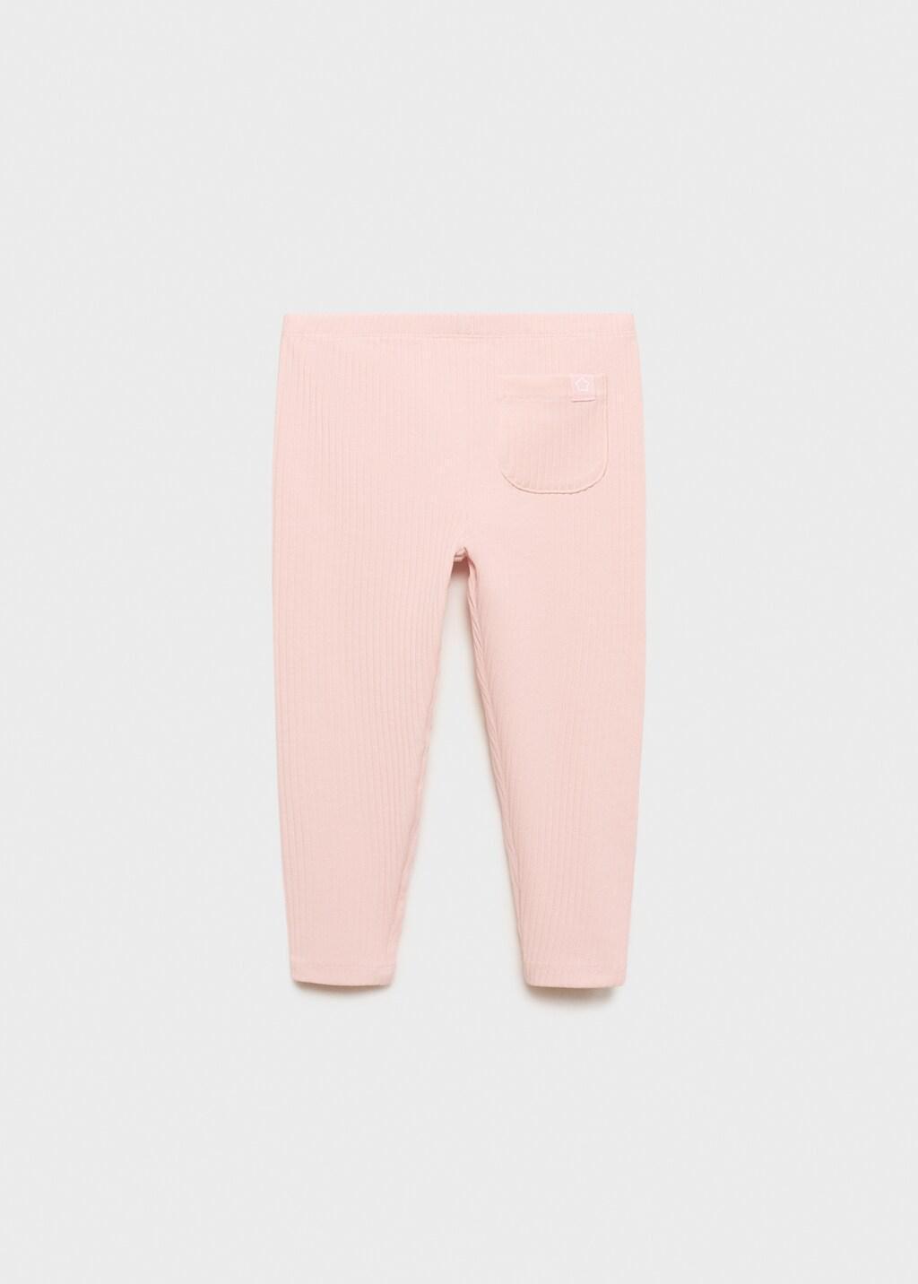 Pink Cotton Ribbed Leggings, Pink, large image number 4