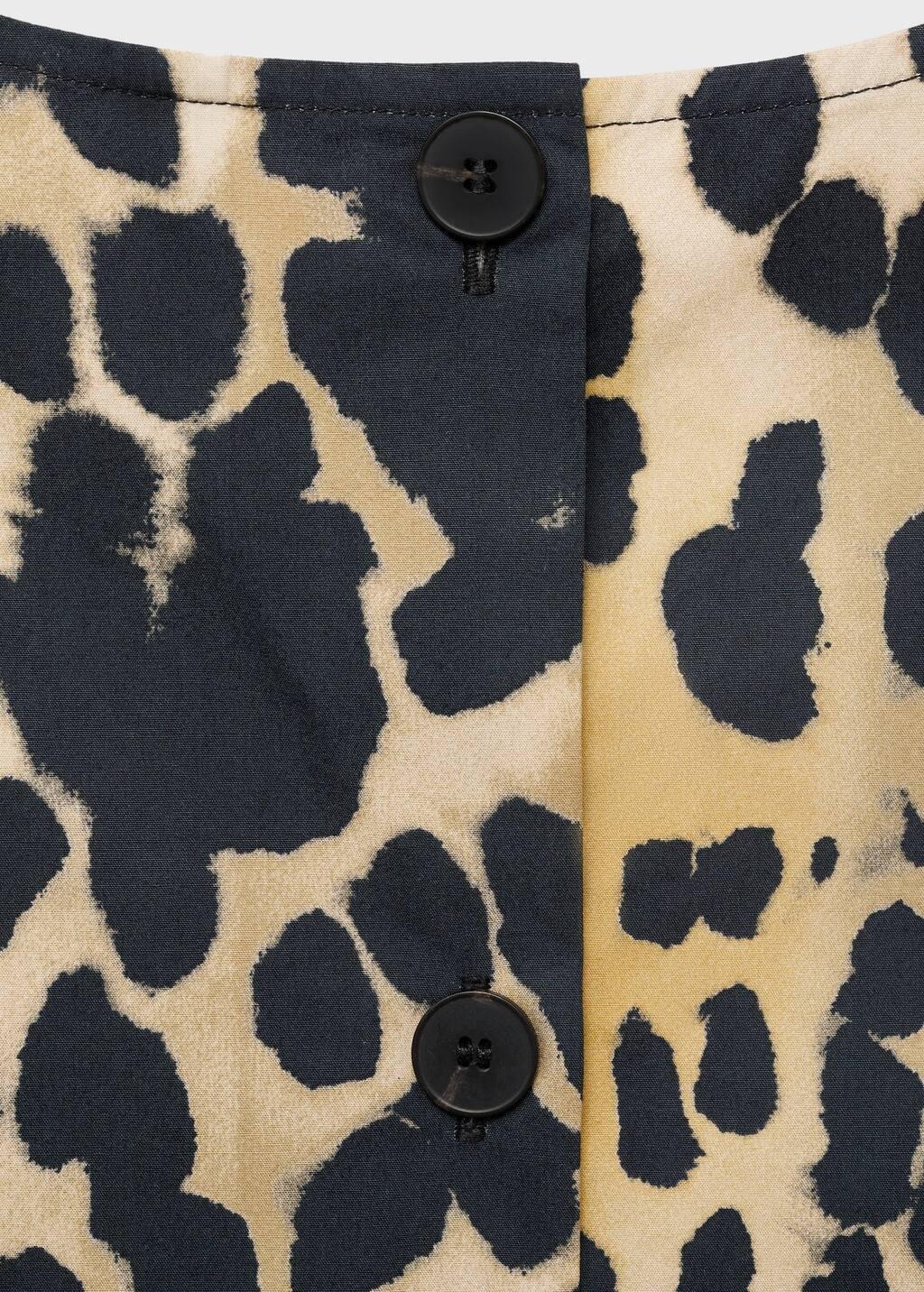 BLACK Leopard-print buttoned crop top, , large image number 3