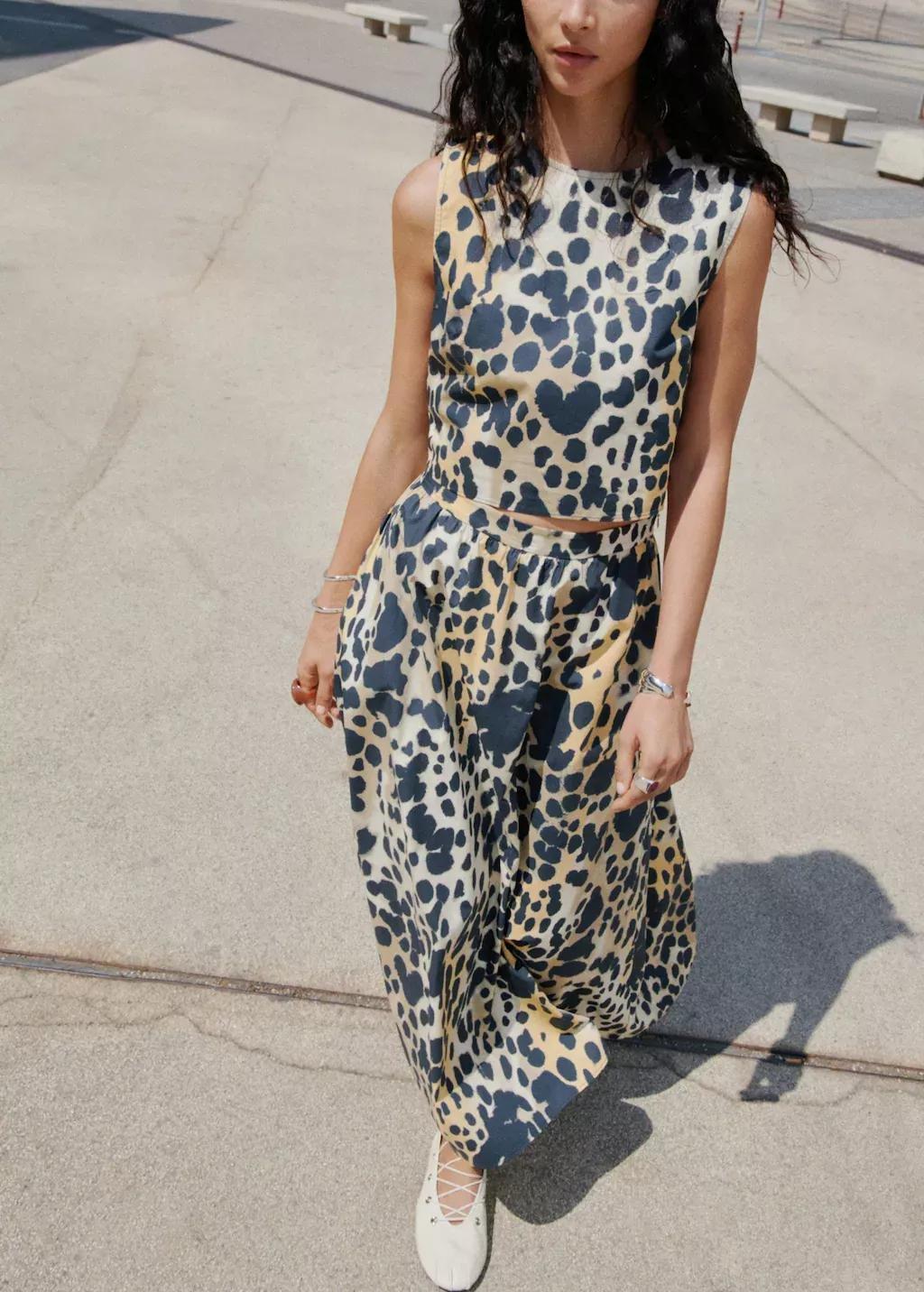BLACK Leopard-print buttoned crop top, , large image number 4
