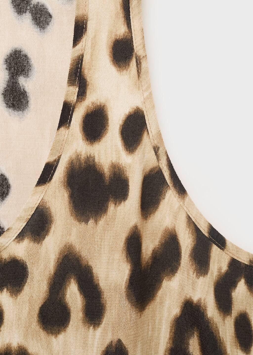 LIGHT BEIGE Leopard-print low-cut top, , large image number 4